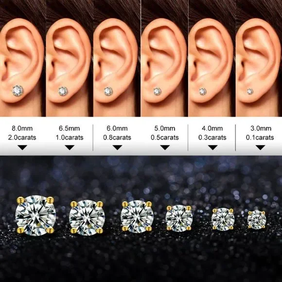 Certified 4.0ctw VVS Moissanite Diamond Solid 925 Sterling Silver Stud Earrings - Picture 7 of 8